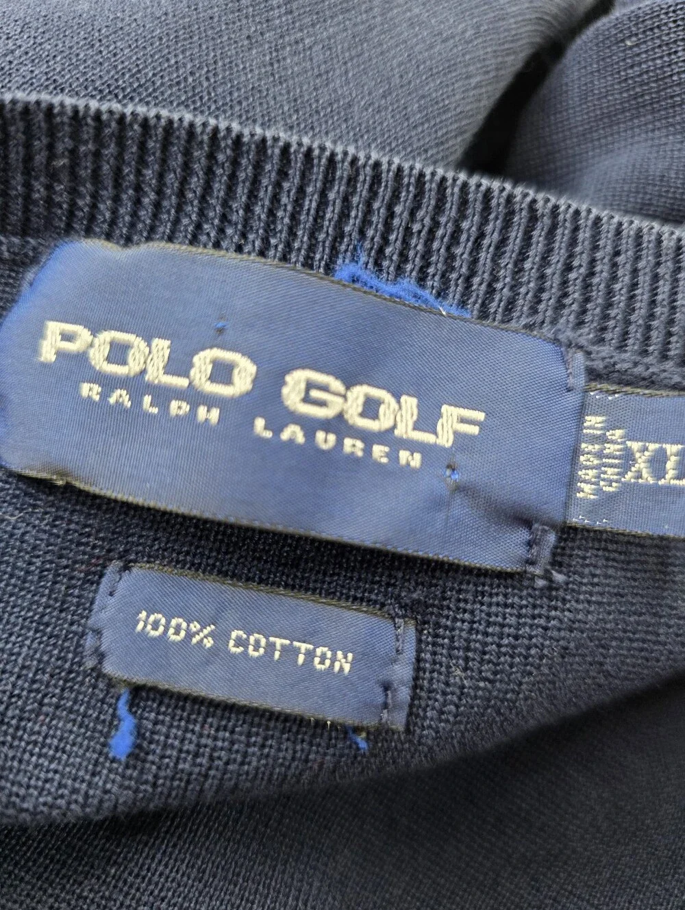 Polo Golf by Ralph Lauren Navy Blue V-Neck Pullover Sweater Size XL CT-3720
